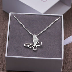 CZ Open Wings Butterfly Silver Necklace Necklaces