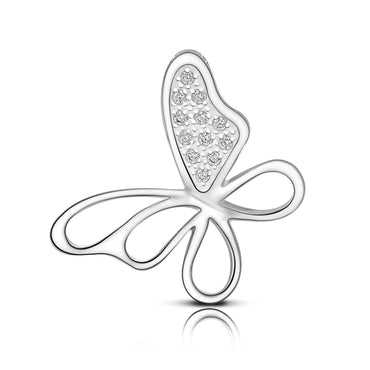 CZ Open Wings Butterfly Sterling Silver Pendant