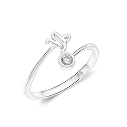 CZ Zodiac Ring Sterling Silver Adjustable 12 Constellation Rings Ring Capricorn / High Polished