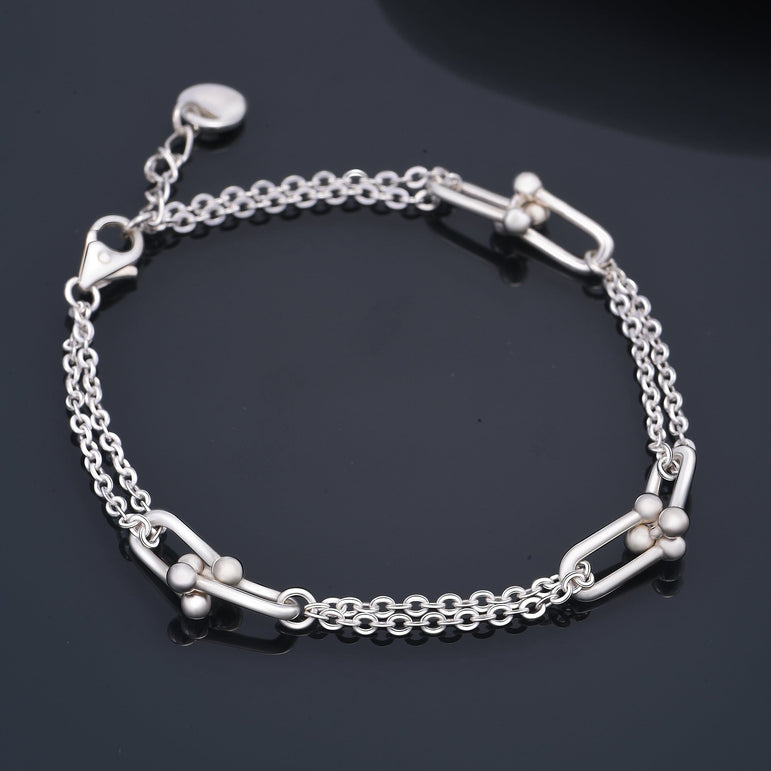 U Link Bracelet Mix Chain Bracelet Silver Bracelet