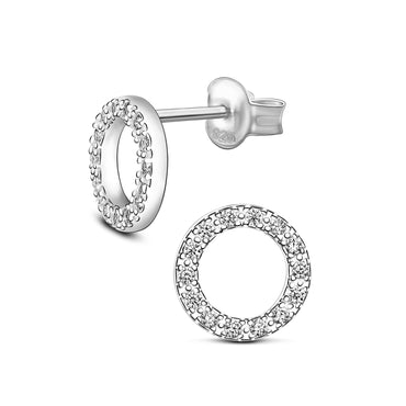 Circle Stud Earrings Silver CZ Round Earrings Studs Stud Earrings