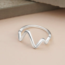 Sterling Silver Heartbeat Rings for Couple Ring