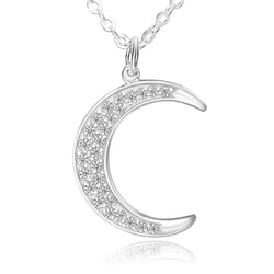 Silver Crescent Moon Necklace Pendant Necklace Pendant + Chain