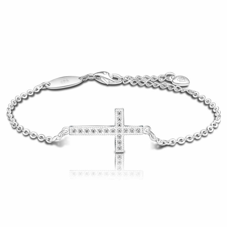 Classic Sideways Cross Bracelet Sterling Silver Bracelet
