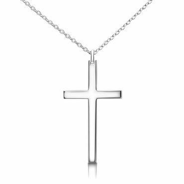 Christian Cross Necklaces For Men Sterling Silver Long Necklaces Pendant + Chain
