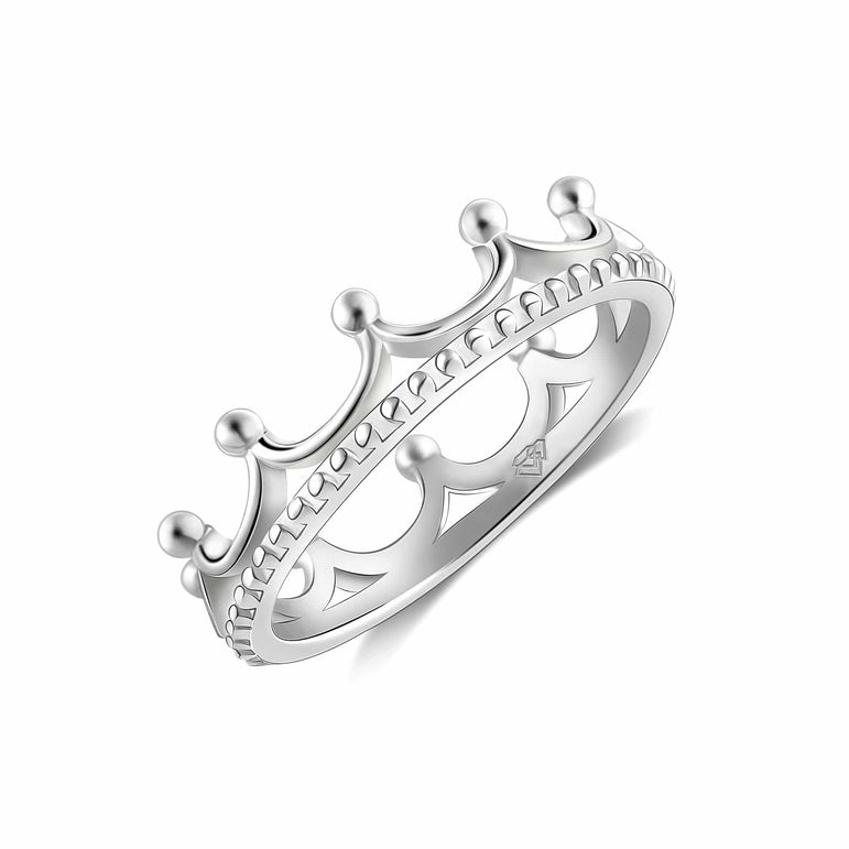 CZ Inlaid Stackable Silver Crown Ring Set