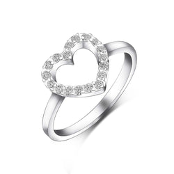CZ Open Heart Rings Sterling Silver Ring