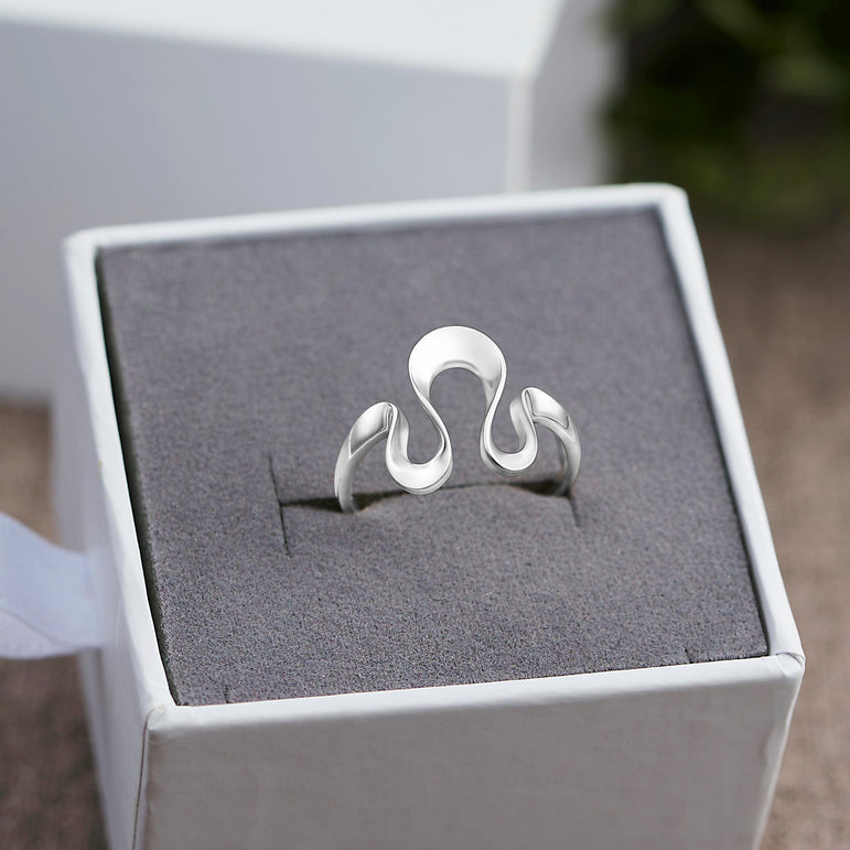 Curved Wave Ring Sterling Silver Ring