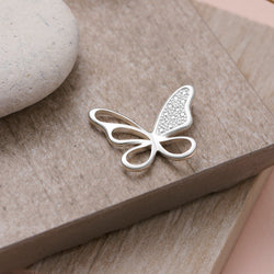 CZ Open Wings Butterfly Sterling Silver Pendant Charms & Pendants