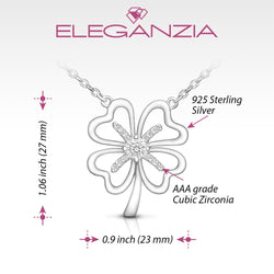 Four Leaf Clover Necklace Silver CZ Clover Lucky Charm