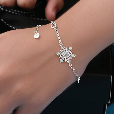 CZ Winter Star Snowflake Bracelet Silver Bracelet