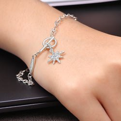 CZ North Star Silver Bracelet T-Bar Star Jewelry Bracelet