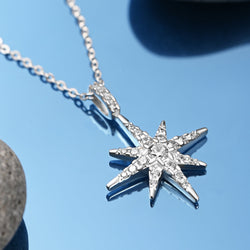 CZ Celestial North Star Necklace Silver Pendant Necklace