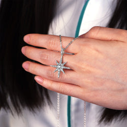 CZ Celestial North Star Necklace Silver Pendant Necklace