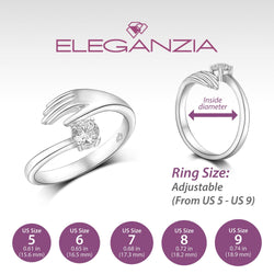 Adjustable CZ Love Hug Ring Sterling Silver Adjustable Ring