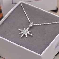 Celestial 8 Pointed Star Necklace Silver Pendant Necklace
