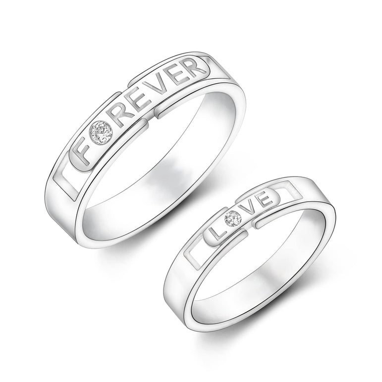 Destined to Be Loved Silver Couple Rings Set Couple Ring M- US 7 / W- US 5