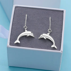 Sterling Silver Dolphin Dangling Earrings Drop Earrings