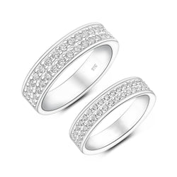 Double CZ Eternity Engagement Rings Couple Set Couple Ring