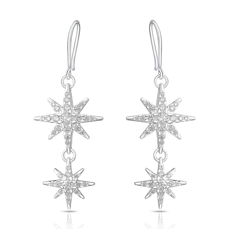 CZ Falling Star Jewelry Silver Dangle Earrings Drop Earrings