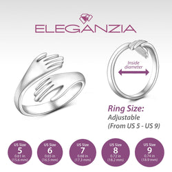 Couple Hug Ring Love Embrace Silver Adjustable Ring Adjustable Ring