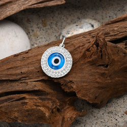 Turkish Blue Evil Eye Pendant Sterling Silver Pendant