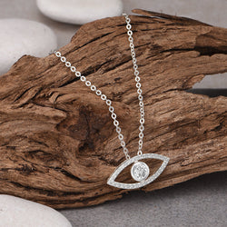 CZ Evil Eye Necklace Silver Pendant Necklace