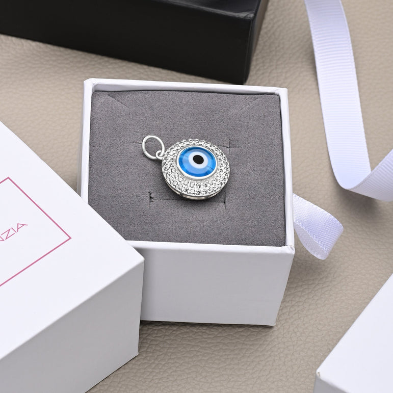 Turkish Blue Evil Eye Pendant Sterling Silver Pendant