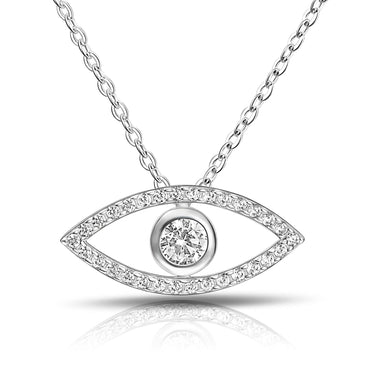 CZ Evil Eye Necklace Silver Pendant Necklace