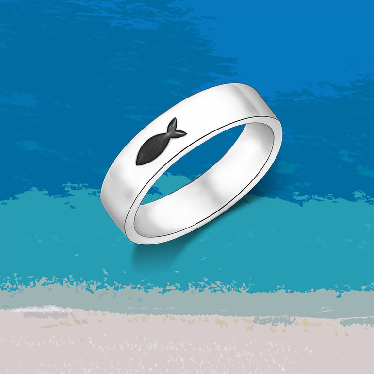 Summer Fish Sterling Silver Rings Band Ring