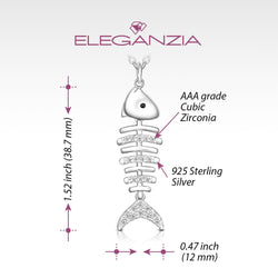 CZ Fishbone Sterling Silver Necklace Pendant Pendant Necklace