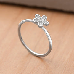 CZ Flower Sterling Silver Stackable Ring Stacking Ring