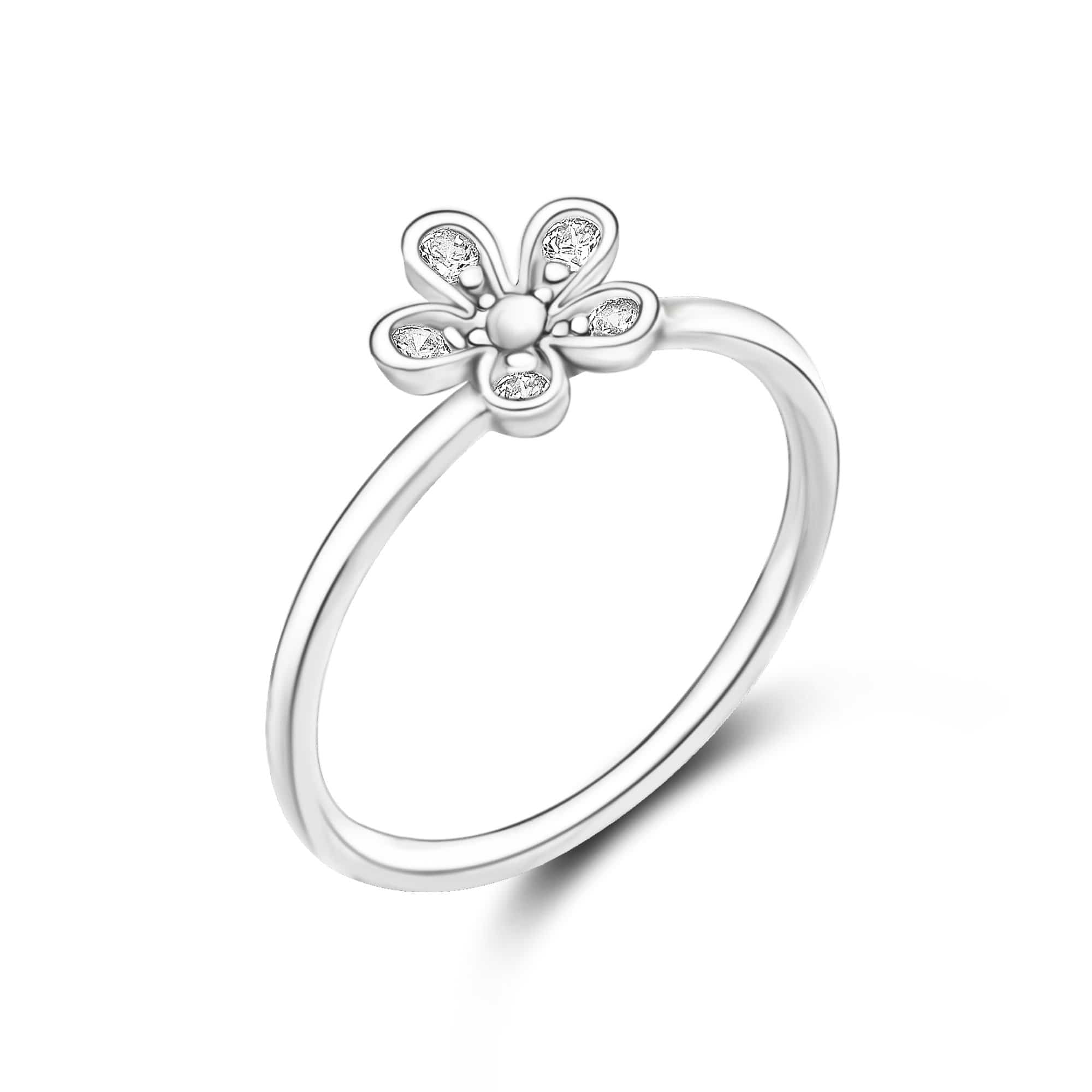 CZ Flower Sterling Silver Stackable Ring Ring