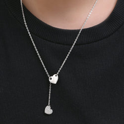 Entangled Heart Necklace Silver Adjustable Y Necklace Pendant Necklace