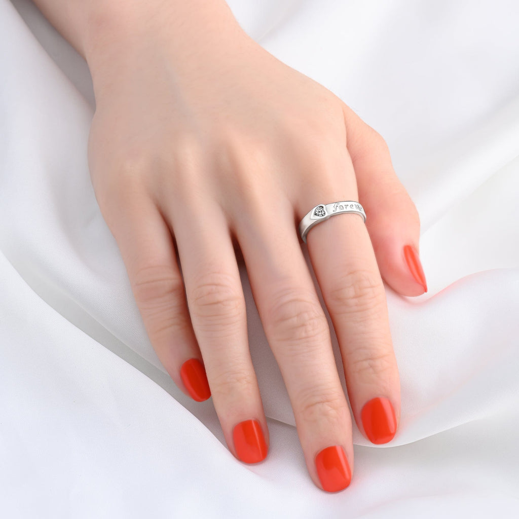 Be Mine Forever CZ Couple Promise Rings for Her - Eleganzia Jewelry