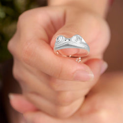 Open White CZ Adjustable Frog Ring Sterling Silver Ring