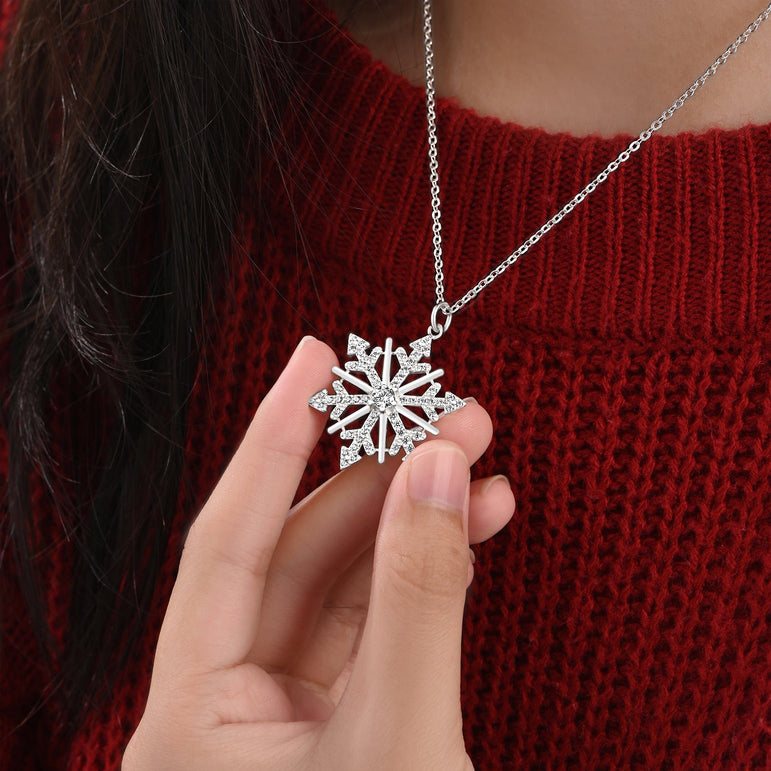 Buy Fashion Blue Crystal Snowflake Necklace Frozen Flower Silver Pendant  Necklaces at Amazon.in