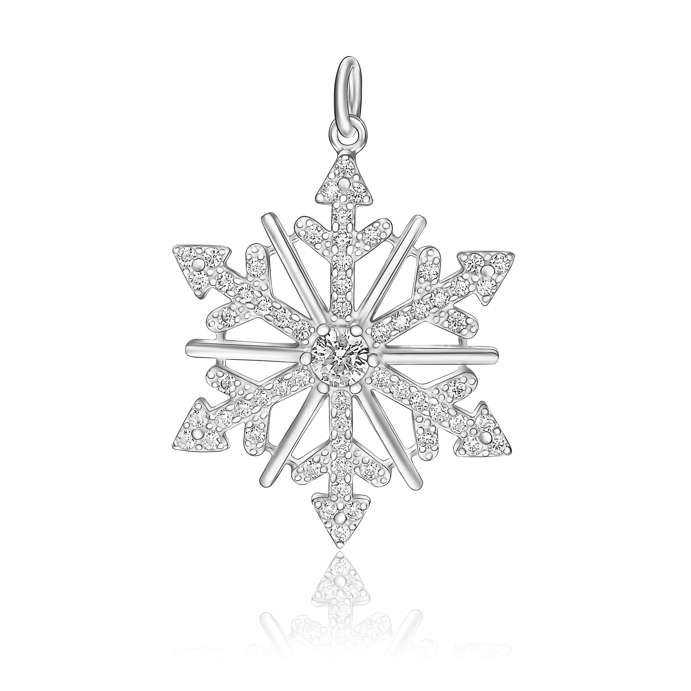 CZ Winter Star Sterling Silver Snowflake Pendant Pendant