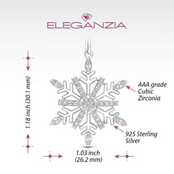Frozen Winter CZ Snowflake Sterling Silver Pendant Pendant