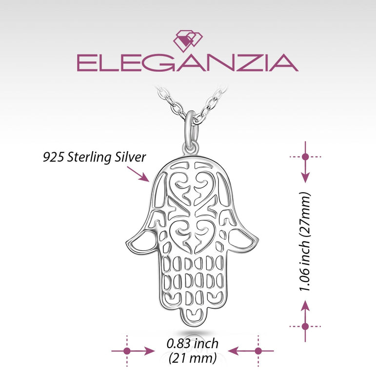 Sterling Silver Hamsa Hand Necklace Pendant Necklace