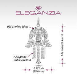 CZ Hamsa Hand Pendant Sterling Silver Pendant