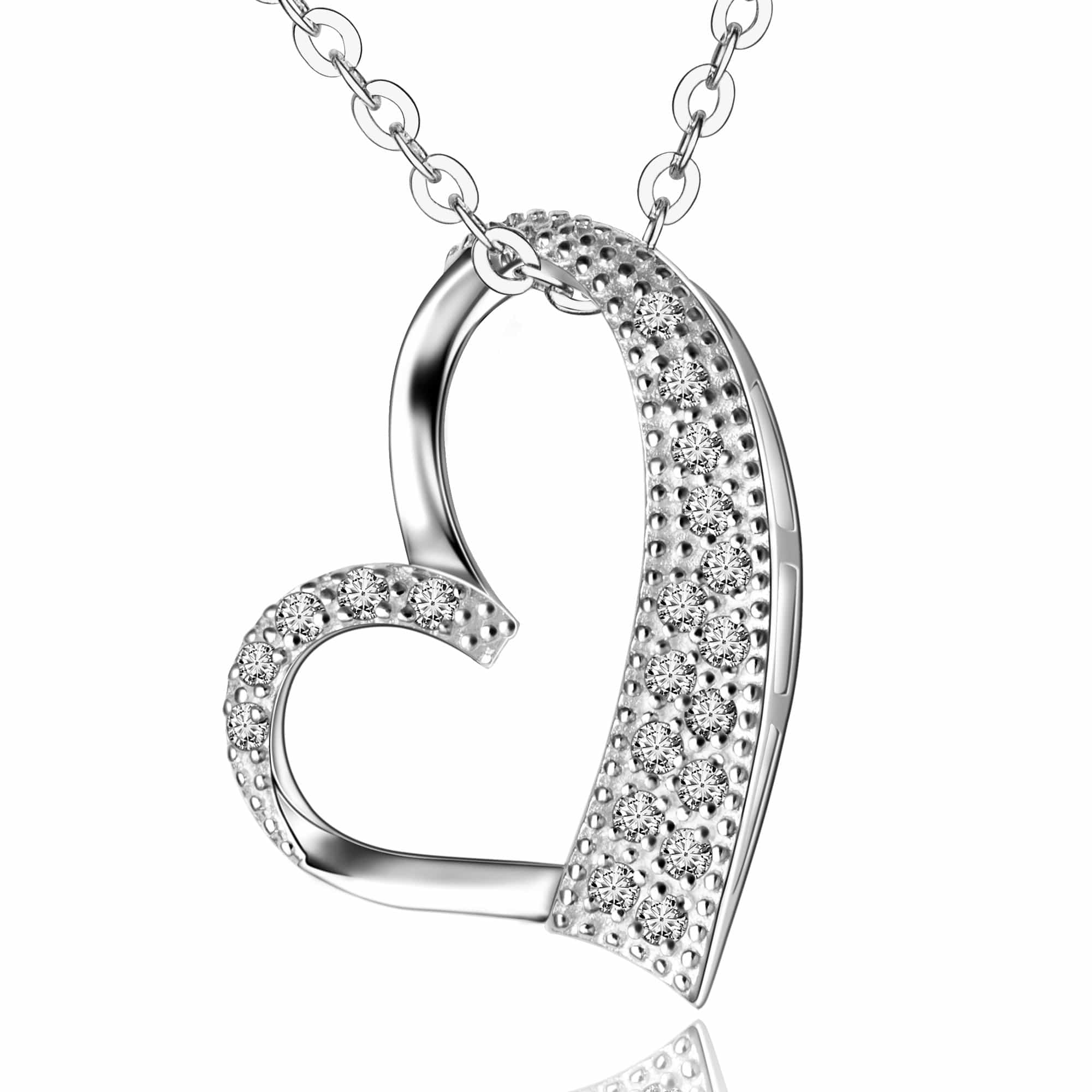 Sterling Silver Open Heart Necklace Pendant Necklace Pendant + Chain