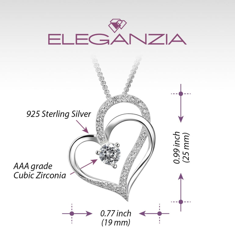 Eternity Silver Double Heart Necklace Pendant Necklace Pendant + Chain