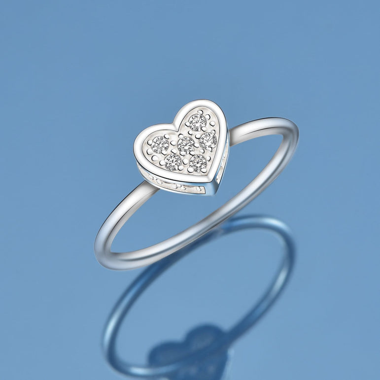 Petite Sterling Silver Heart Rings Ring