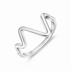 Sterling Silver Heartbeat Rings for Couple Ring