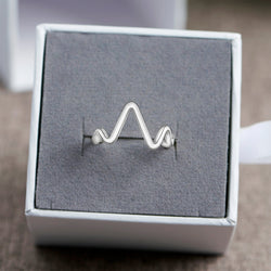 Sterling Silver Heartbeat Rings for Couple Ring
