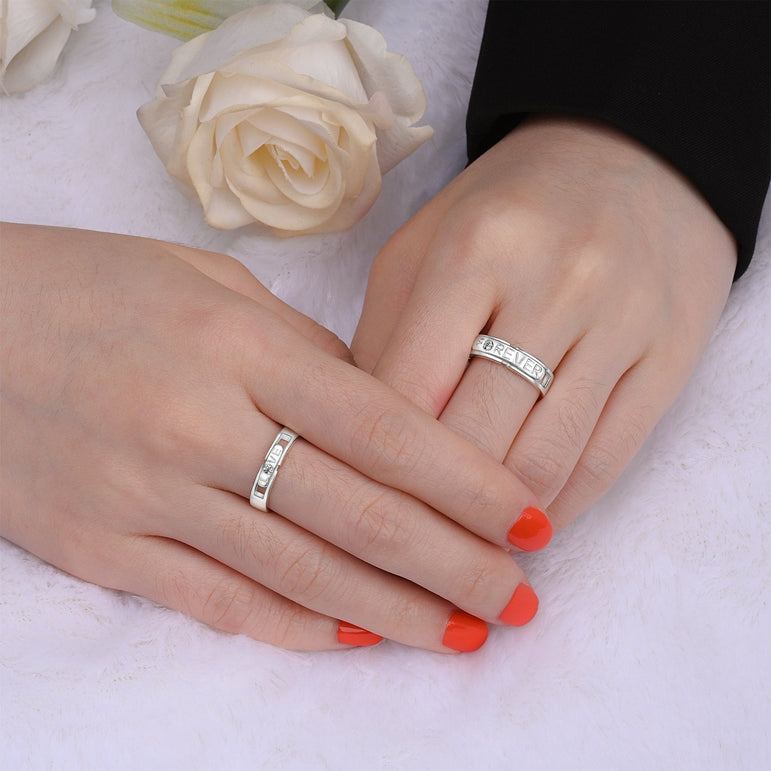 Destined to Be Loved Silver Couple Rings Set Couple Ring