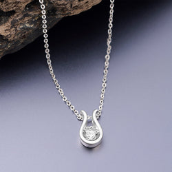 Lyre Horseshoe Cubic Zirconia Necklace Sterling Silver Pendant Necklace