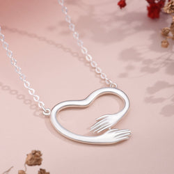 Embracing Love Hug Heart Necklace Sterling Silver Necklaces