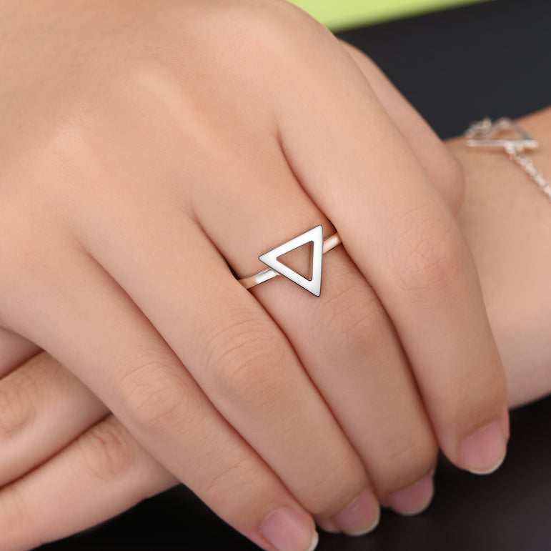 Geometric Triangle Sterling Silver Rings Jewelry Ring
